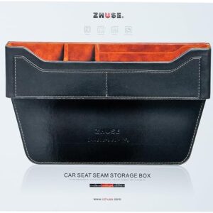 Zhuse car seat seam storage box Phone Holder Airpods Holder Leather- black