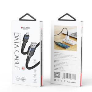 Yesido  Ca 106 C 120 cm  A Usb to Usb C  Type C  Charging Data Cable Black
