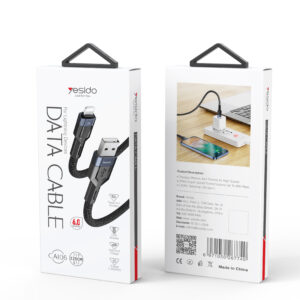 Yesido  Ca106 L 120cm Usb to Lightning Charging Data Cable Black