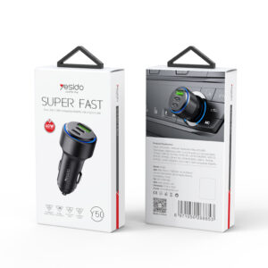 Y50 Car Charger | Type-C*2 + USB*1 3Ports Fast Charging Car Charger